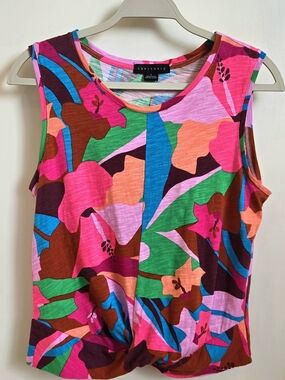 Sanctuary "Tropic Mood" Multi-Color Floral Knot-Front Tank